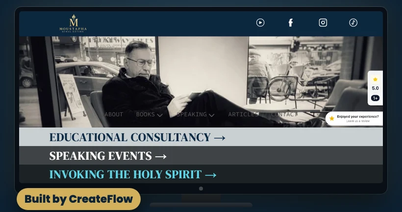Moustapha Kemal Ozturk’s website, built by CreateFlow, on a desktop screen